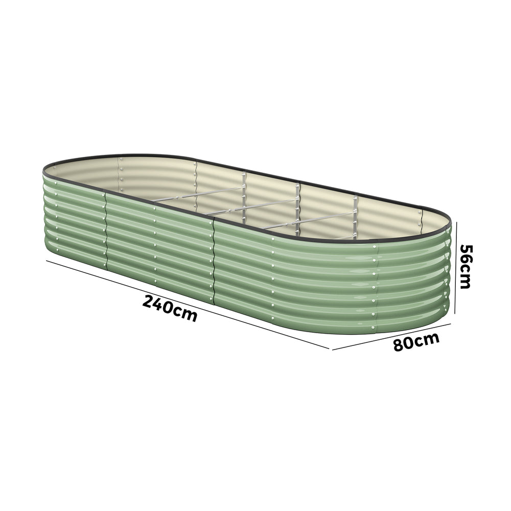 Livsip 2x Garden Bed 240x80x56cm Planter Box Raised Container Galvanised Green-Garden Bed-PEROZ Accessories