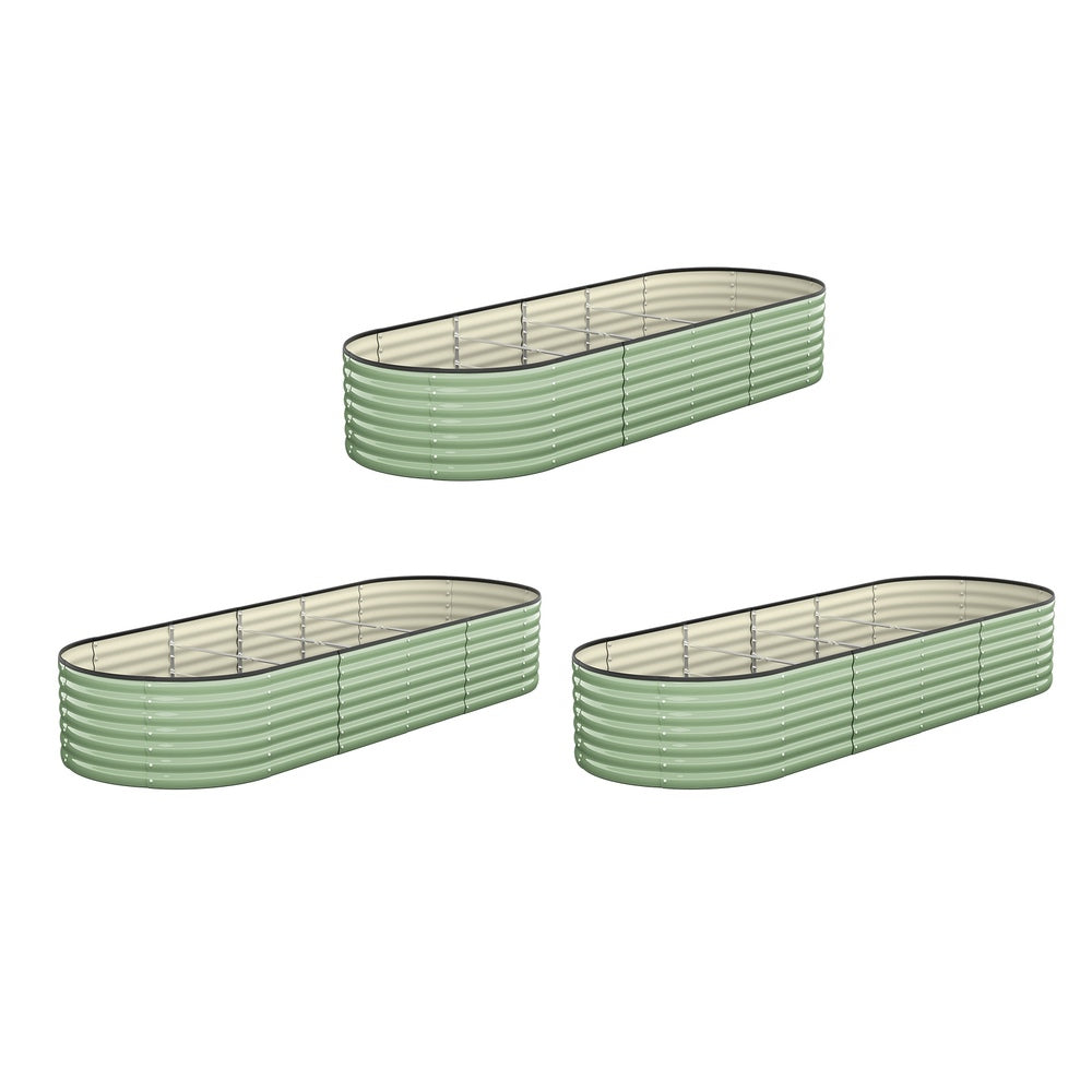 Livsip 3x Garden Bed 240x80x56cm Planter Box Raised Container Galvanised Green-Garden Bed-PEROZ Accessories