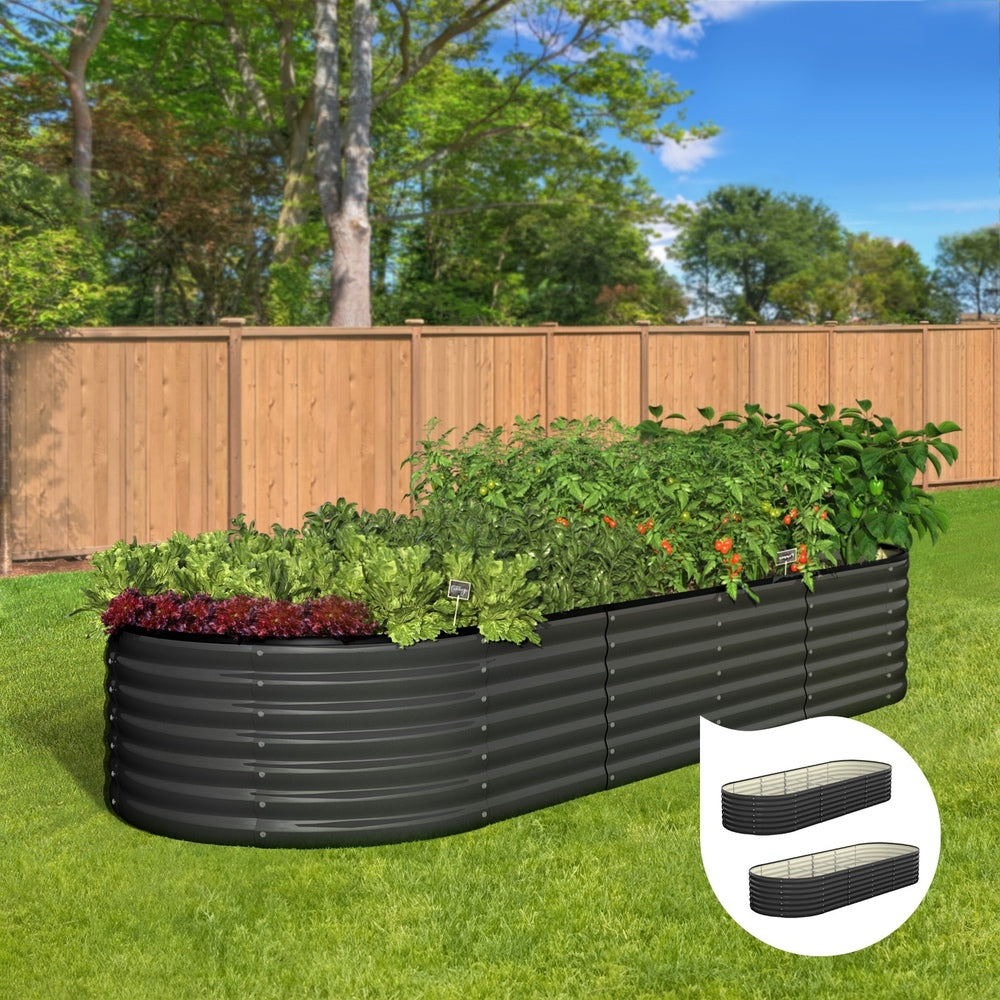 Livsip Raised Garden Bed 240cmX80cmX56cm Galvanised Steel Garden Bed 2pcs-Garden Beds-PEROZ Accessories