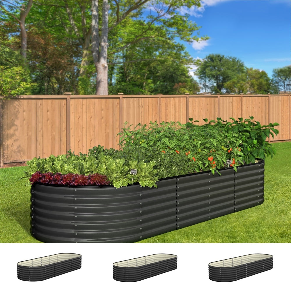 Livsip Raised Garden Bed 240cmX80cmX56cm Galvanised Steel Garden Bed 3pcs-Garden Beds-PEROZ Accessories