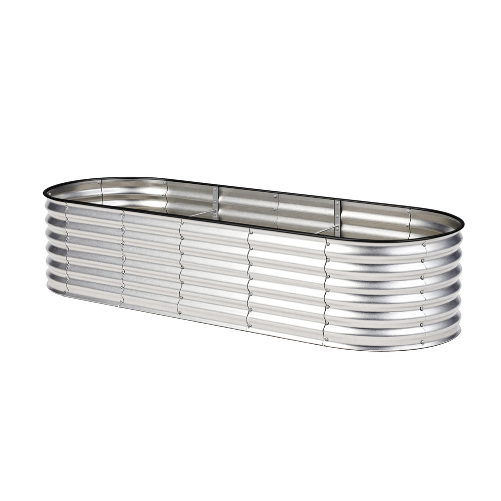 Livsip Garden Bed Oval Galvanised Steel Container 240x80x56cm Silver-Garden Bed-PEROZ Accessories