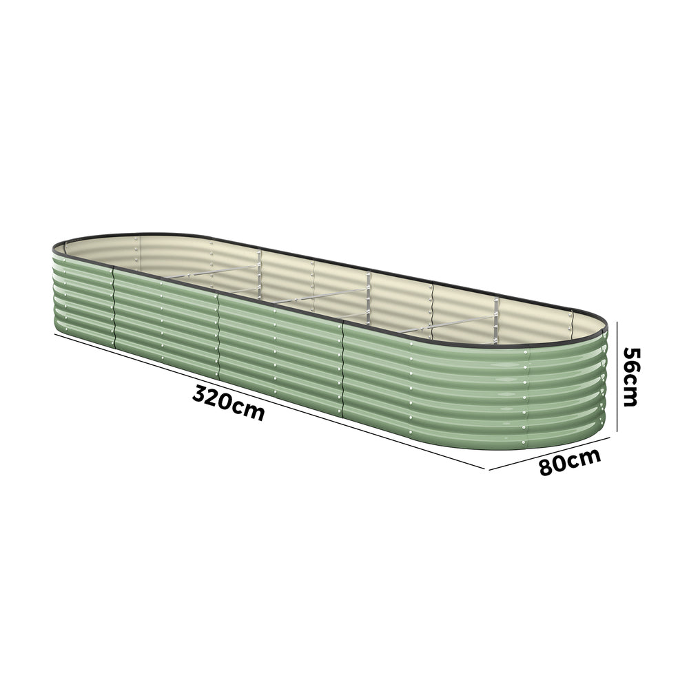 Livsip Garden Bed 320x80x56cm Planter Box Raised Container Galvanised Green-Garden Bed-PEROZ Accessories