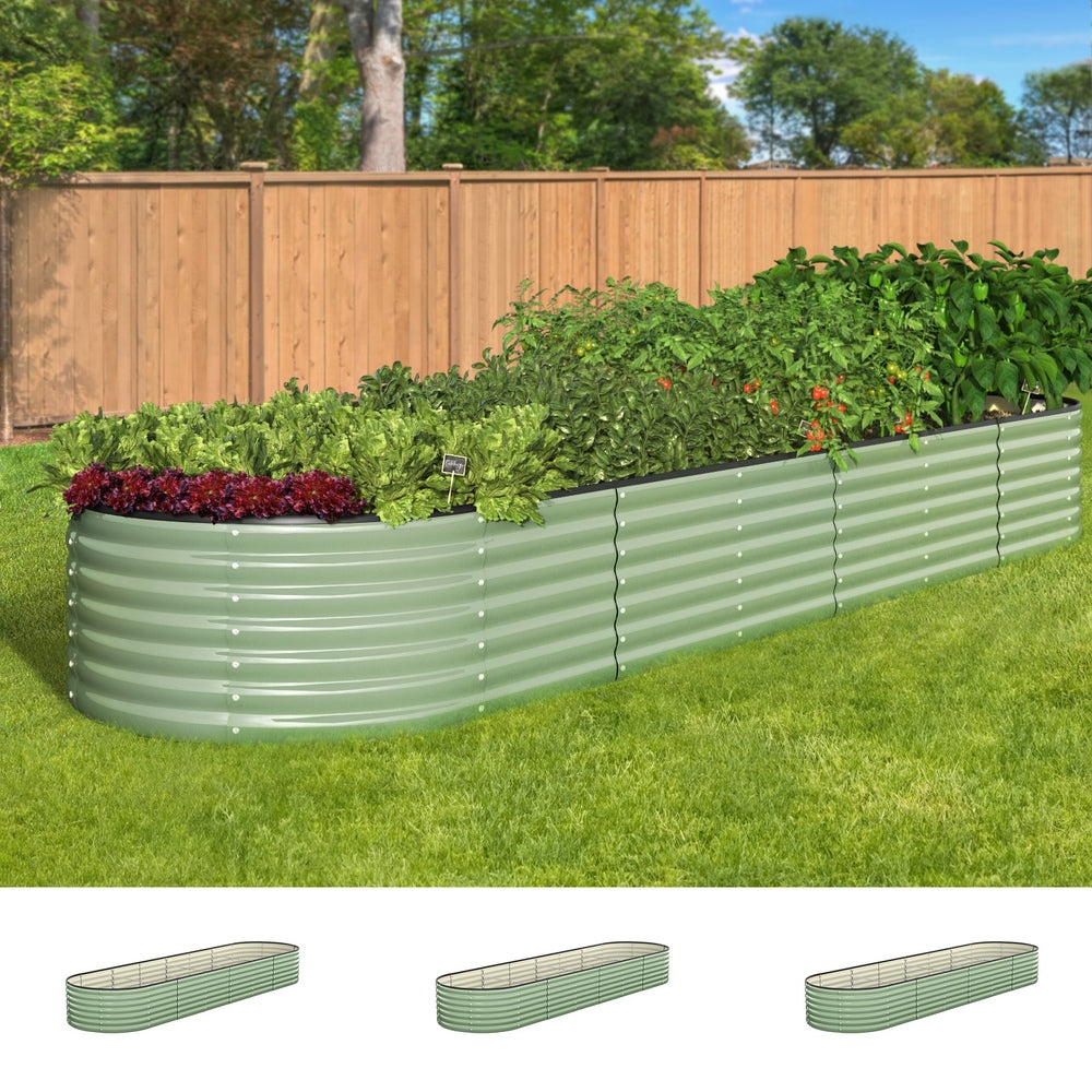 Livsip 3x Garden Bed 320x80x56cm Planter Box Raised Container Galvanised Green-Garden Bed-PEROZ Accessories