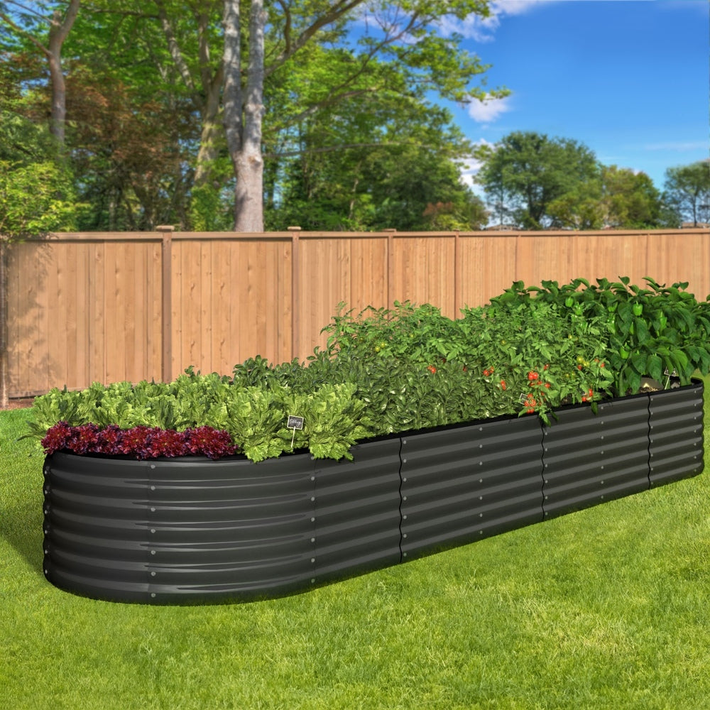 Livsip Raised Garden Bed Beds Kit Planter Oval Galvanised Steel 320cmX80cmX56cm-Garden Bed-PEROZ Accessories