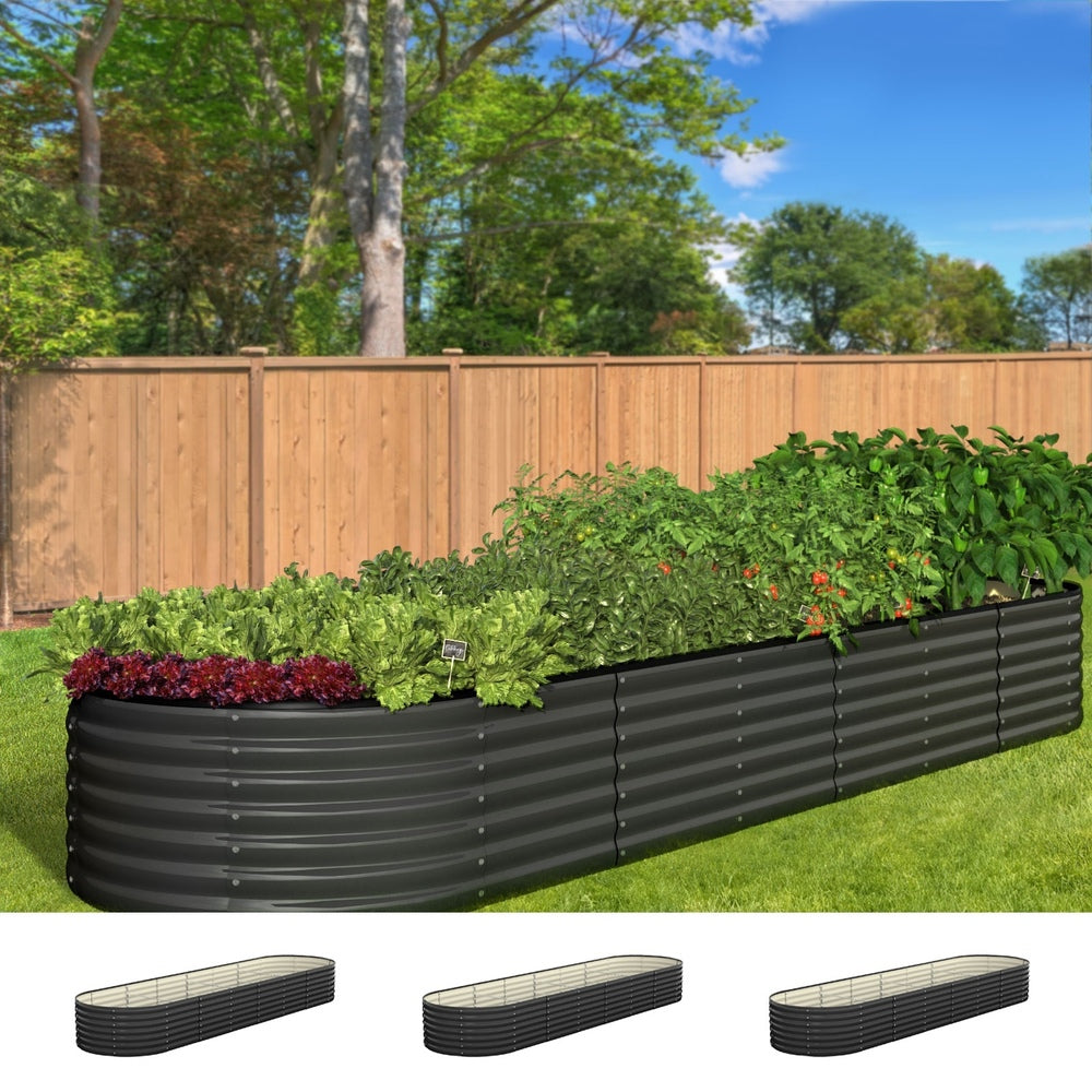 Livsip Raised Garden Bed 320cmX80cmX56cm Galvanised Steel Garden Bed 3pcs-Garden Beds-PEROZ Accessories