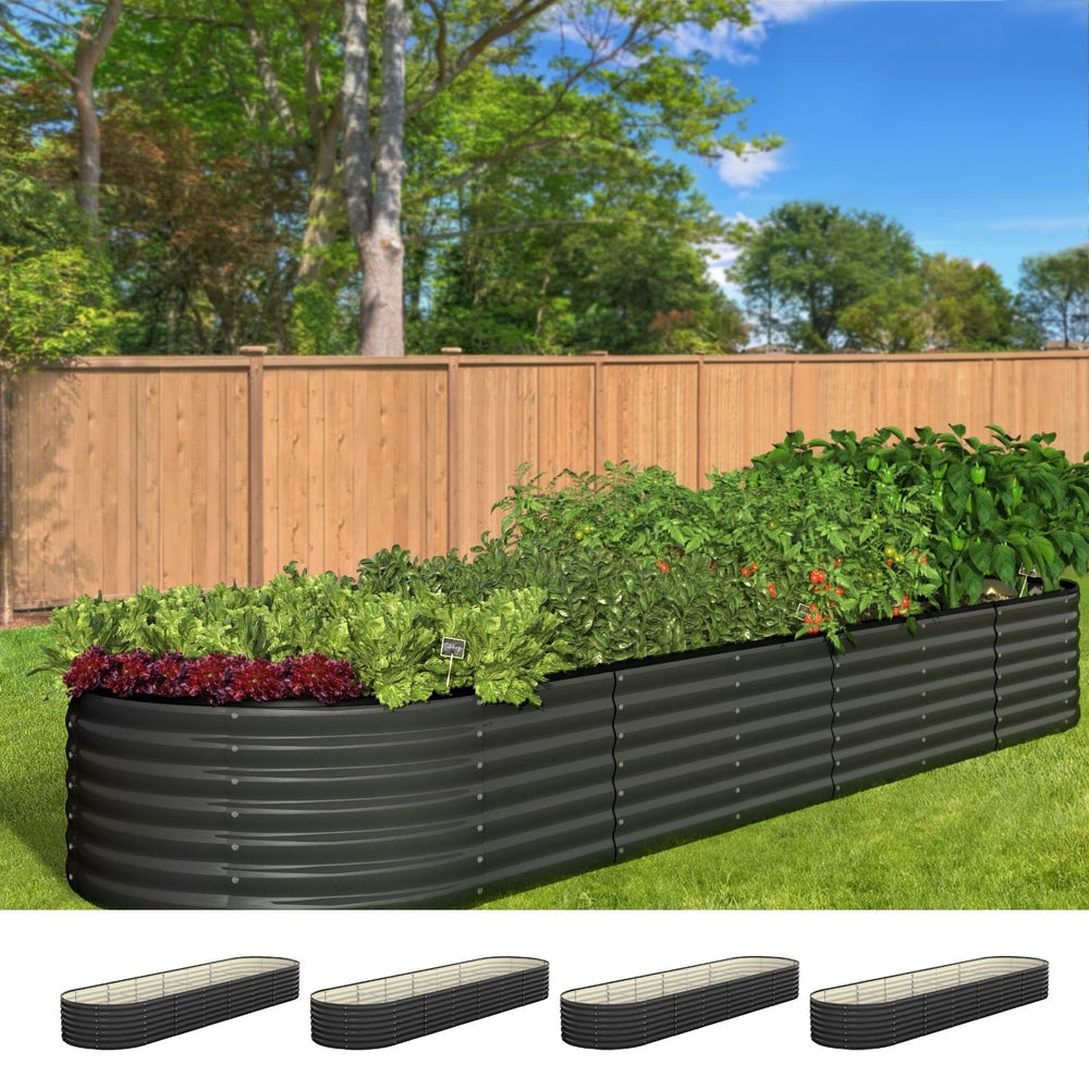 Livsip Raised Garden Bed 320cmX80cmX56cm Galvanised Steel Garden Bed 4pcs-Garden Beds-PEROZ Accessories