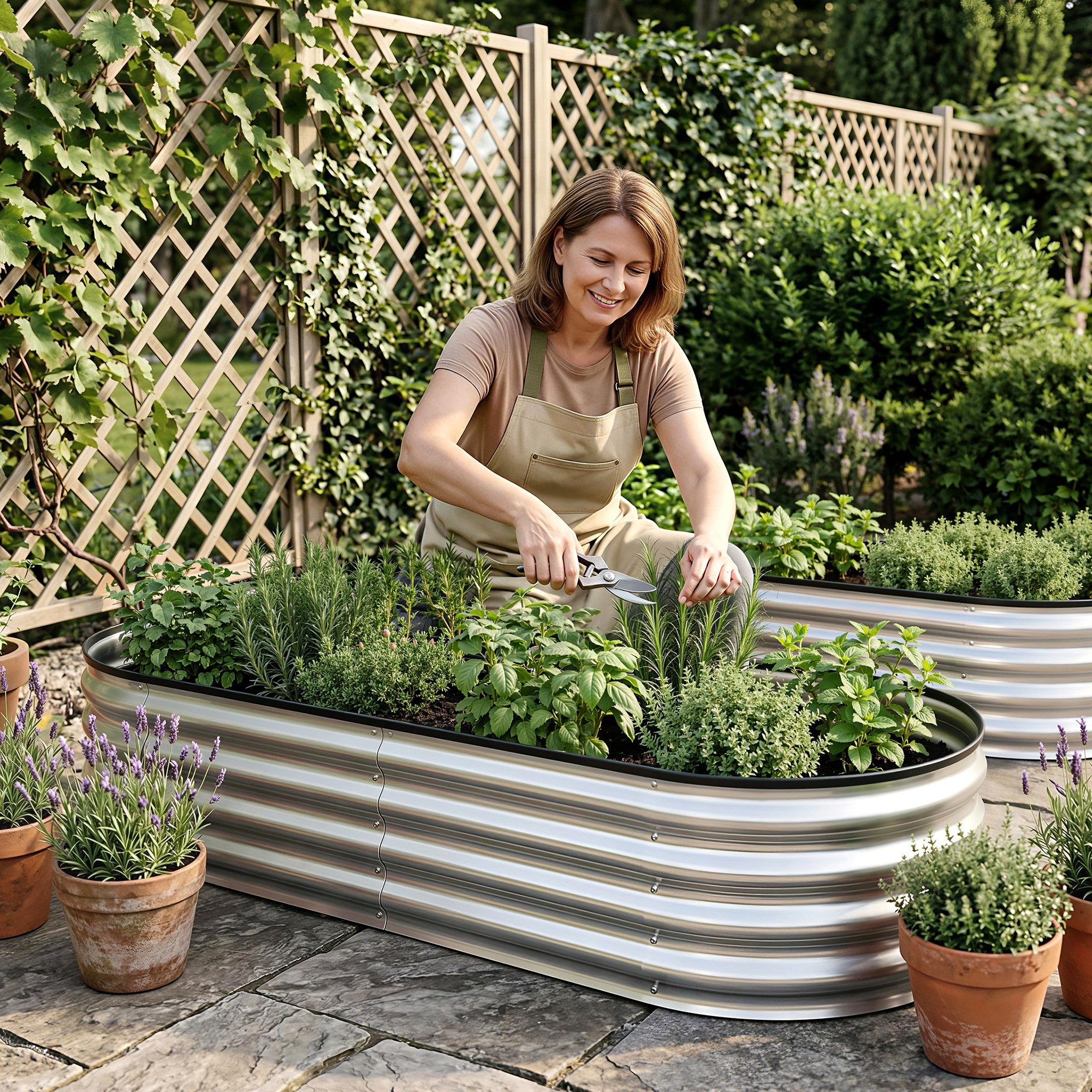 Green Fingers Raised Garden Bed Galvanised Oval Metal Planter Box Large Outdoor 150x70x30cm Silver-Home & Garden > Garden Beds > Garden Beds & Planters-PEROZ Accessories