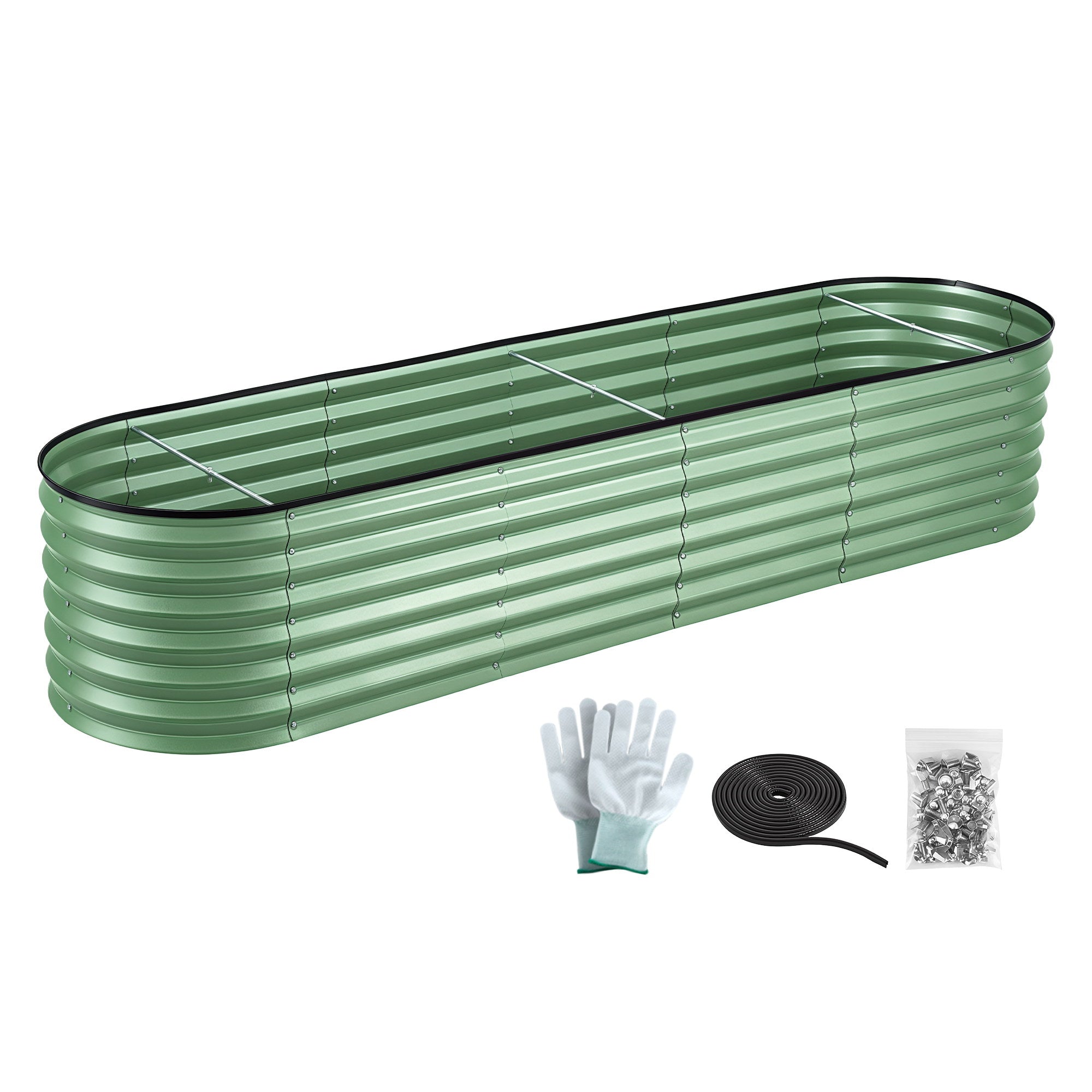 Green Fingers Oval Raised Garden Bed Galvanised Planter Box Rust Resistant 240x60x45cm Green-Home & Garden > Garden Beds > Garden Beds & Planters-PEROZ Accessories