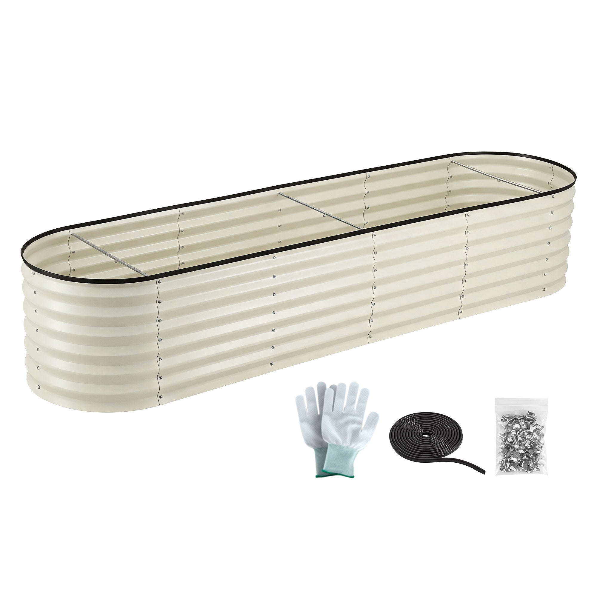 Green Fingers Oval Raised Garden Bed Galvanised Planter Box Rust Resistant 240x60x45cm White-Home & Garden > Garden Beds > Garden Beds & Planters-PEROZ Accessories