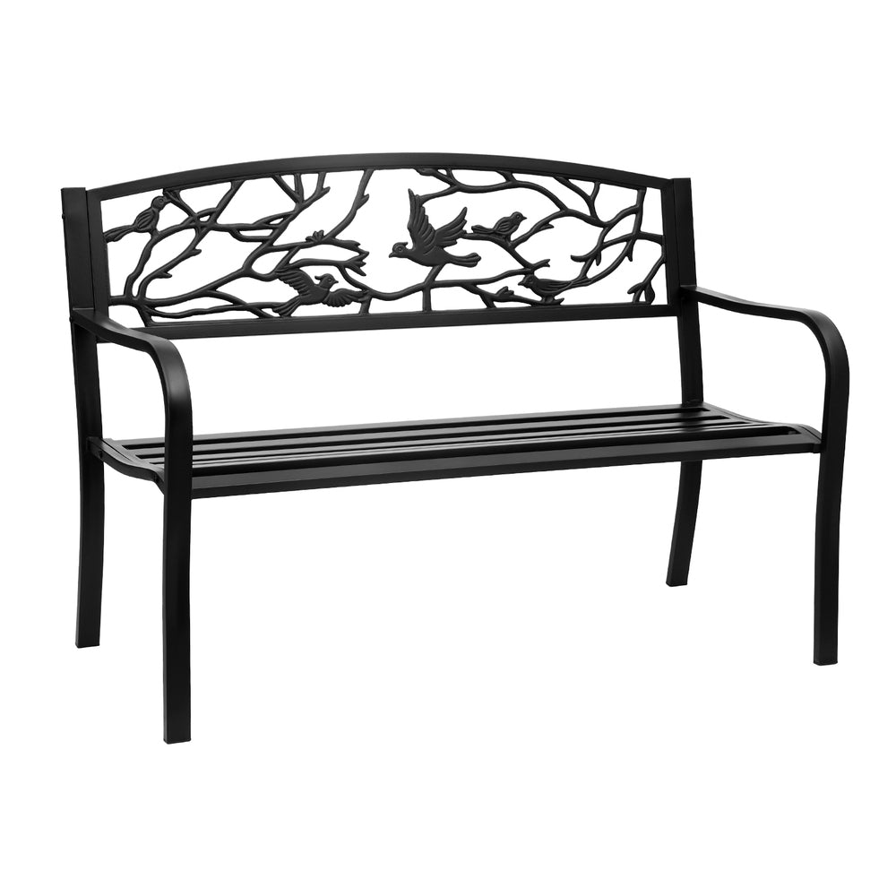 Gardeon Outdoor Bench Seat Garden Steel Outdoor Furniture 3 Seater Park Black-Furniture > Outdoor > Outdoor Benches-PEROZ Accessories