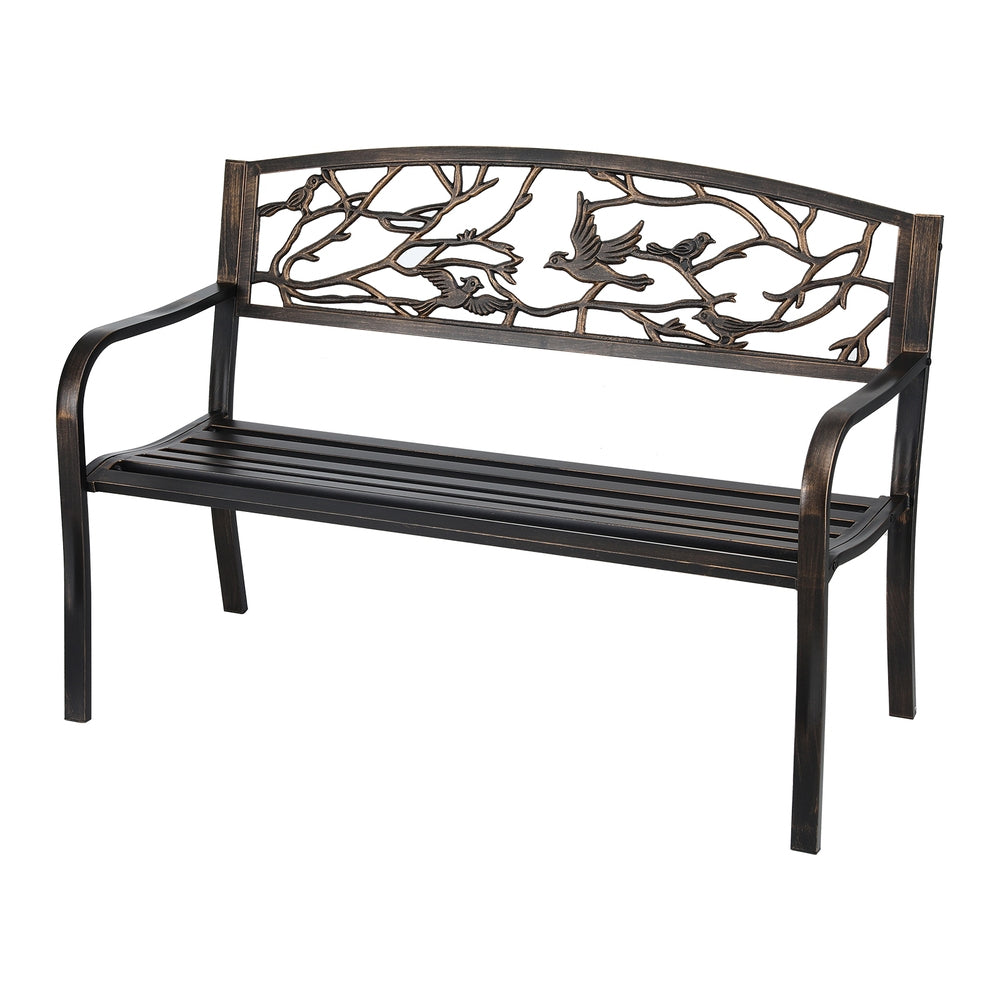 Gardeon Outdoor Bench Seat Garden Steel Outdoor Furniture 3 Seater Park Bronze-Furniture > Outdoor > Outdoor Benches-PEROZ Accessories