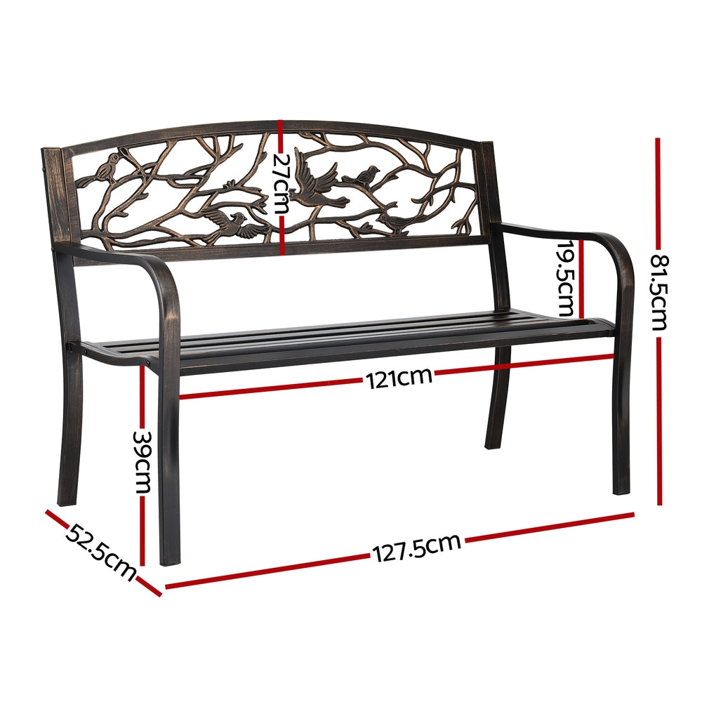 Gardeon Outdoor Bench Seat Garden Steel Outdoor Furniture 3 Seater Park Bronze-Furniture > Outdoor > Outdoor Benches-PEROZ Accessories