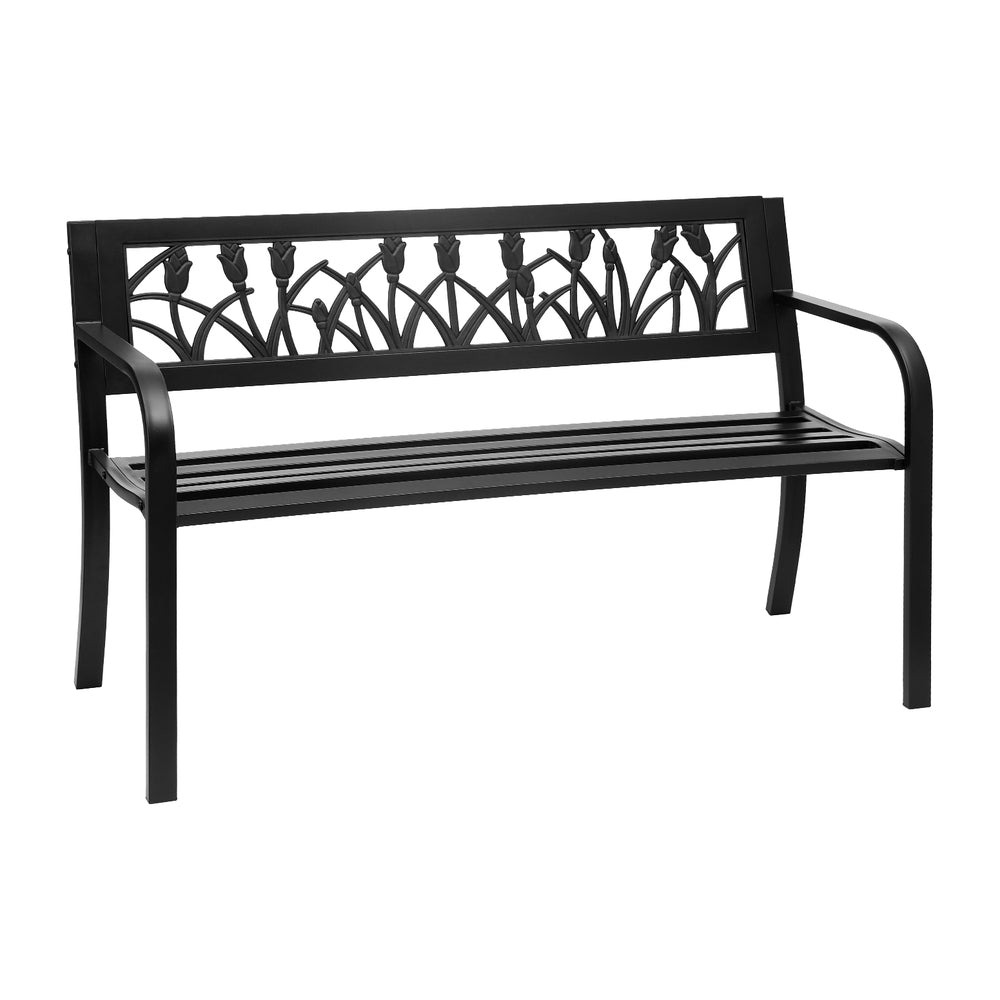 Gardeon Outdoor Garden Bench Seat Outdoor Furniture Steel 2 Seater Park Black-Furniture > Outdoor > Outdoor Benches-PEROZ Accessories
