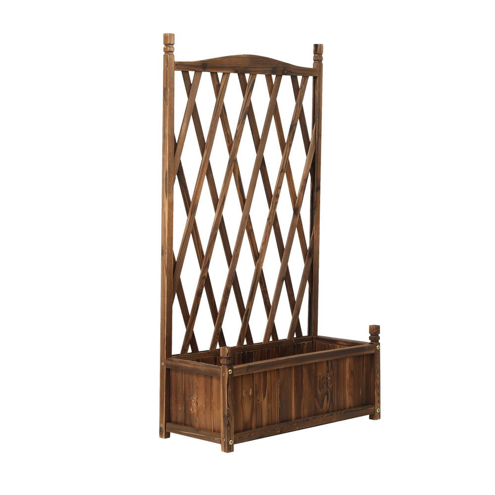 Livsip Wooden Raised Garden Bed with Trellis 64 x 28.5 x 115cm Garden Bed Standing Flower Vegetable Planter-Garden Beds-PEROZ Accessories