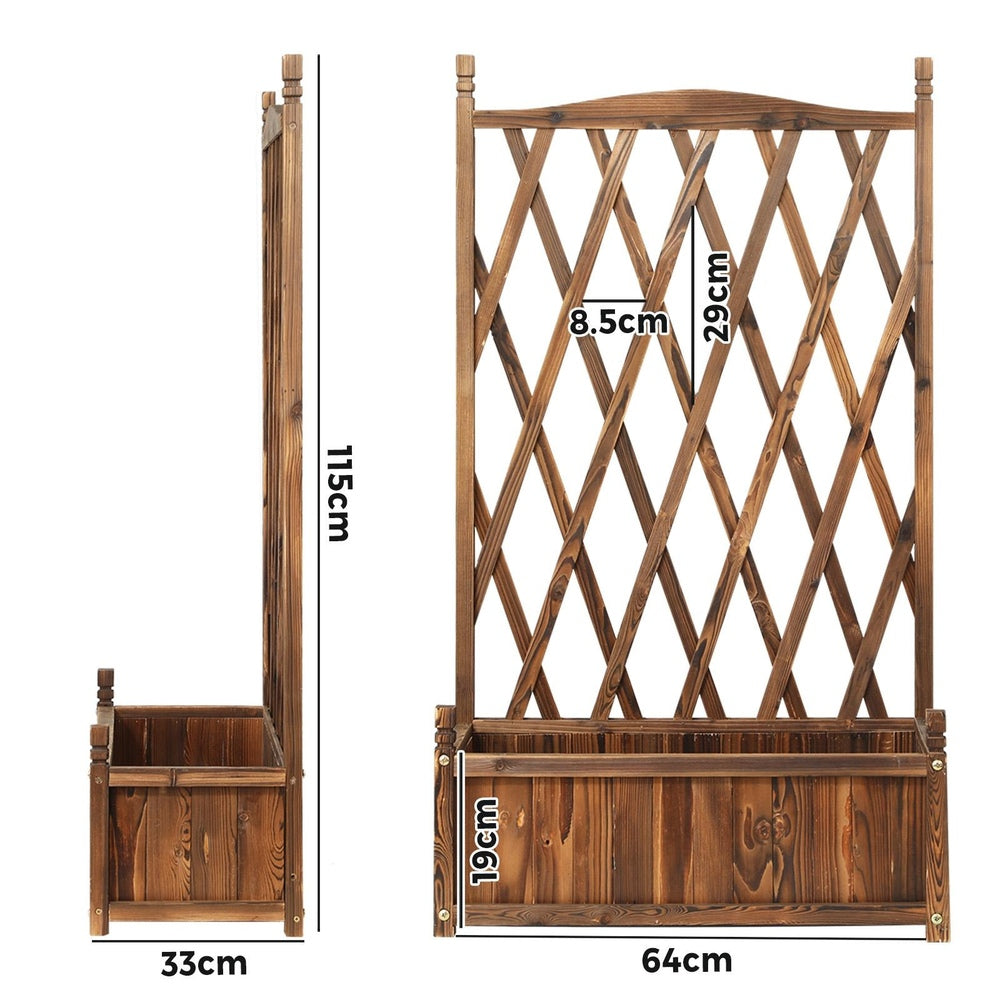 Livsip 2pc Wooden Raised Garden Bed with Trellis 64 x 28.5 x 115cm Garden Bed Standing Flower Vegetable Planter-Garden Beds-PEROZ Accessories