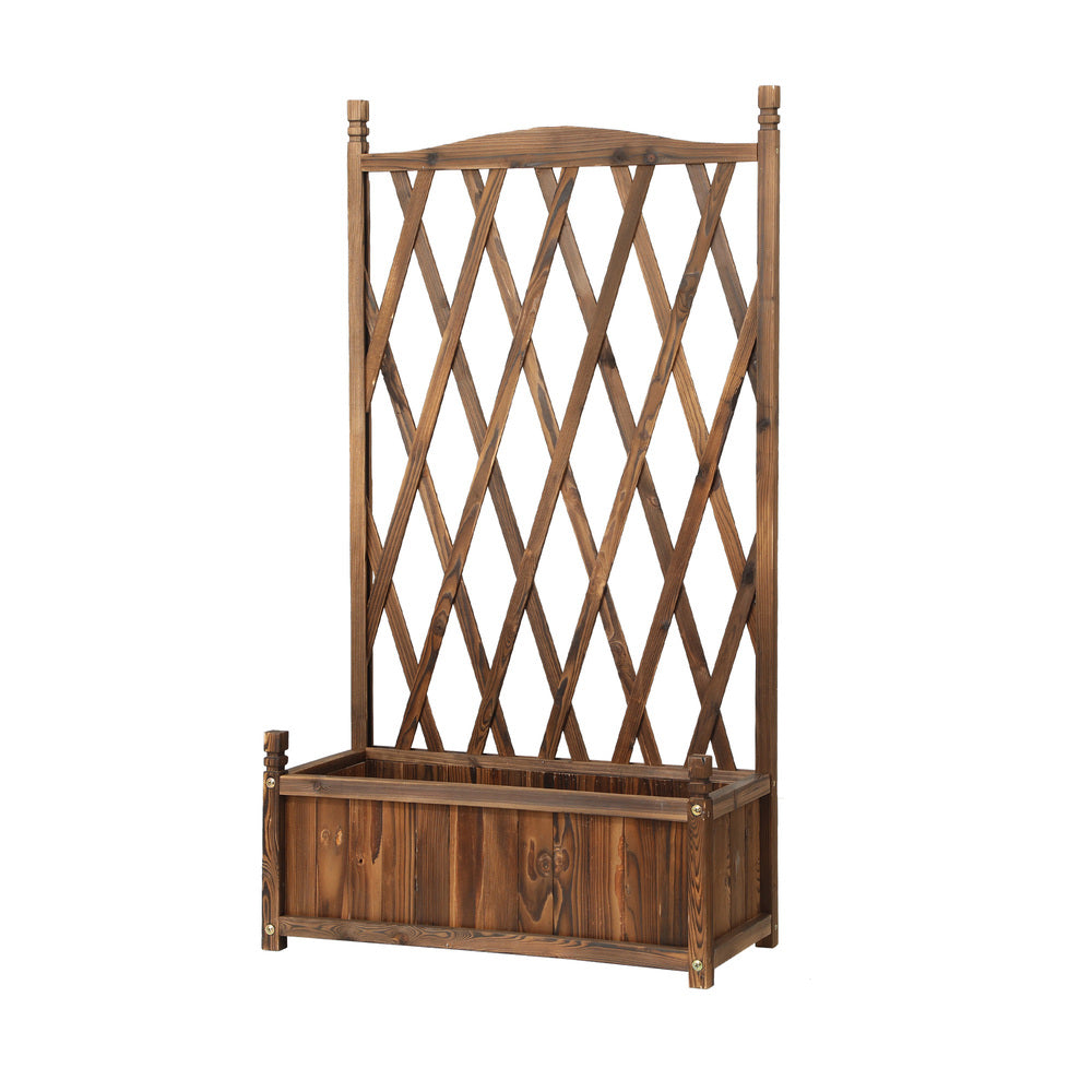 Livsip 2pc Wooden Raised Garden Bed with Trellis 64 x 28.5 x 115cm Garden Bed Standing Flower Vegetable Planter-Garden Beds-PEROZ Accessories