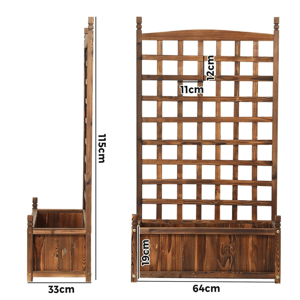 Livsip 2pc Wooden Garden Bed with Trellis 64 x 28.5 x 115cm Raised Garden Bed Standing Flower Vegetable Planter-Garden Beds-PEROZ Accessories