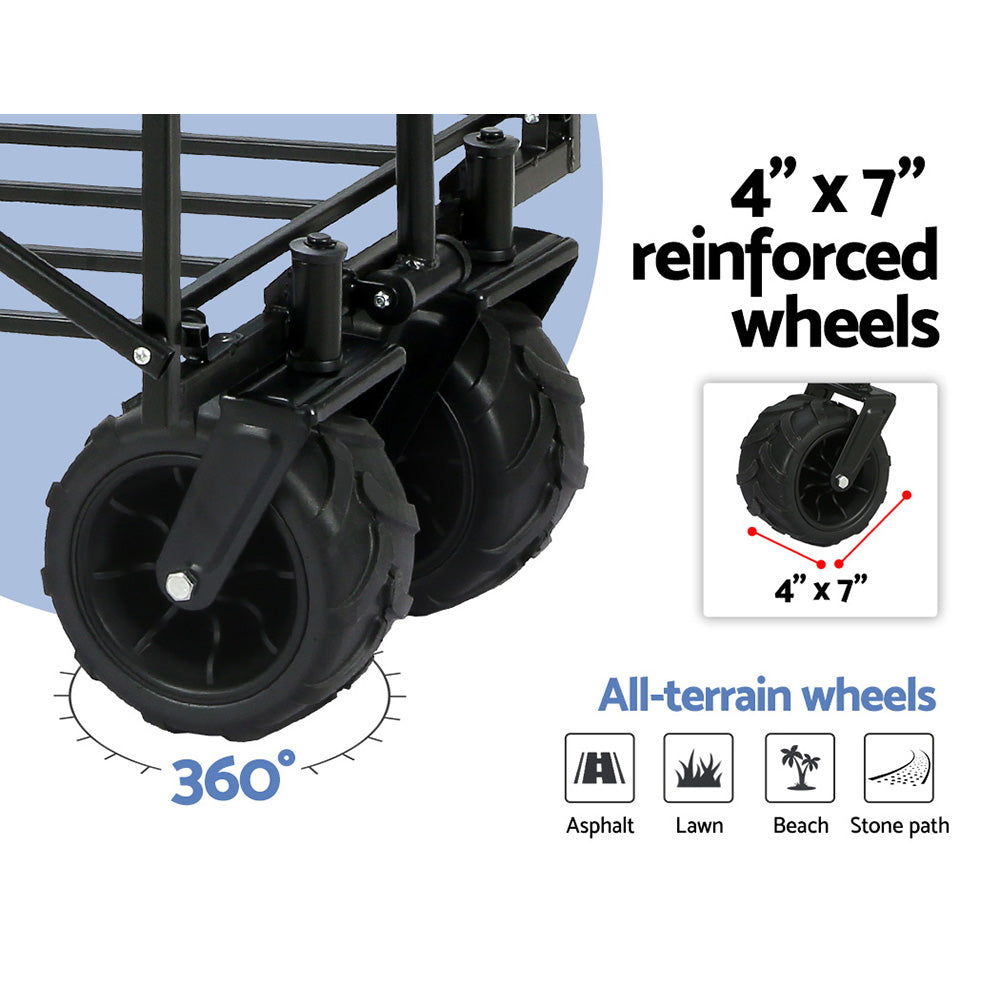 Gardeon Garden Cart Folding 120kg Trolley Camping Wagon Barrow Outdoor Beach-Garden Cart-PEROZ Accessories
