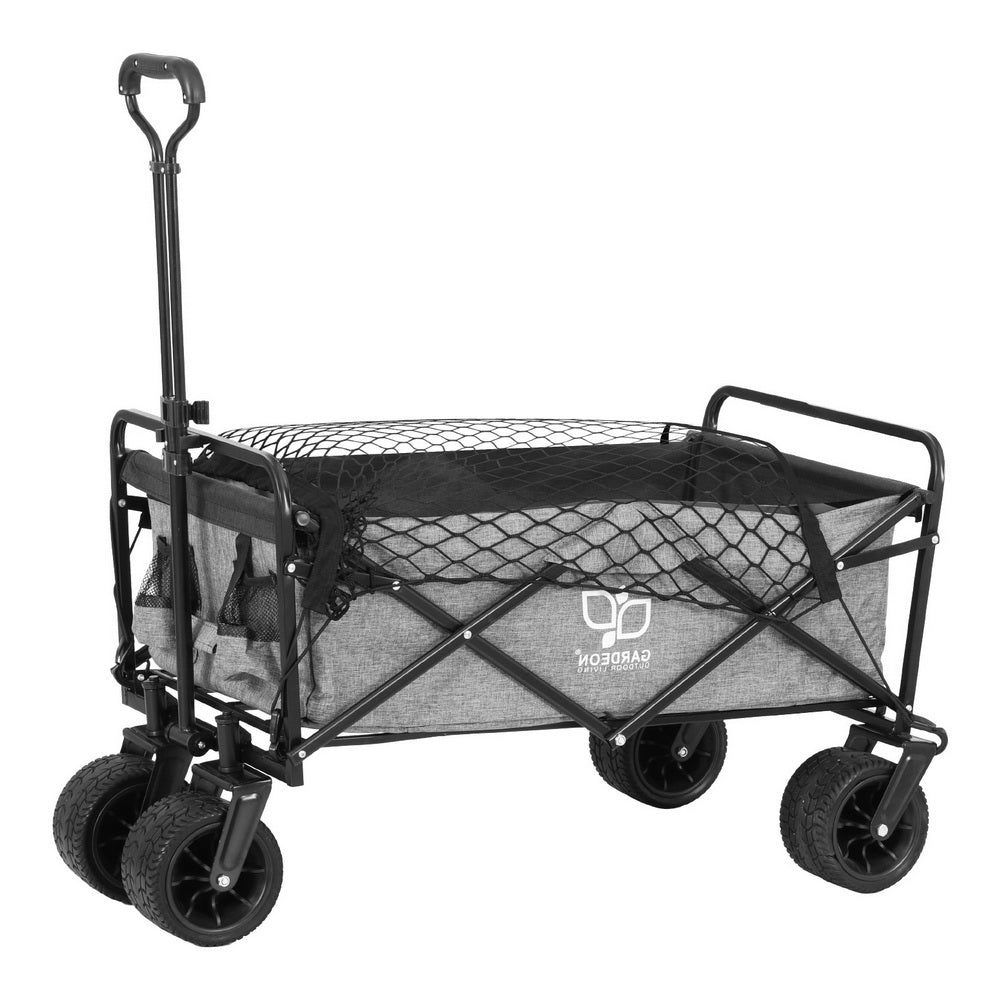 Gardeon Garden Cart with Cargo Net Grey-Furniture > Outdoor > Outdoor Storage Boxes-PEROZ Accessories