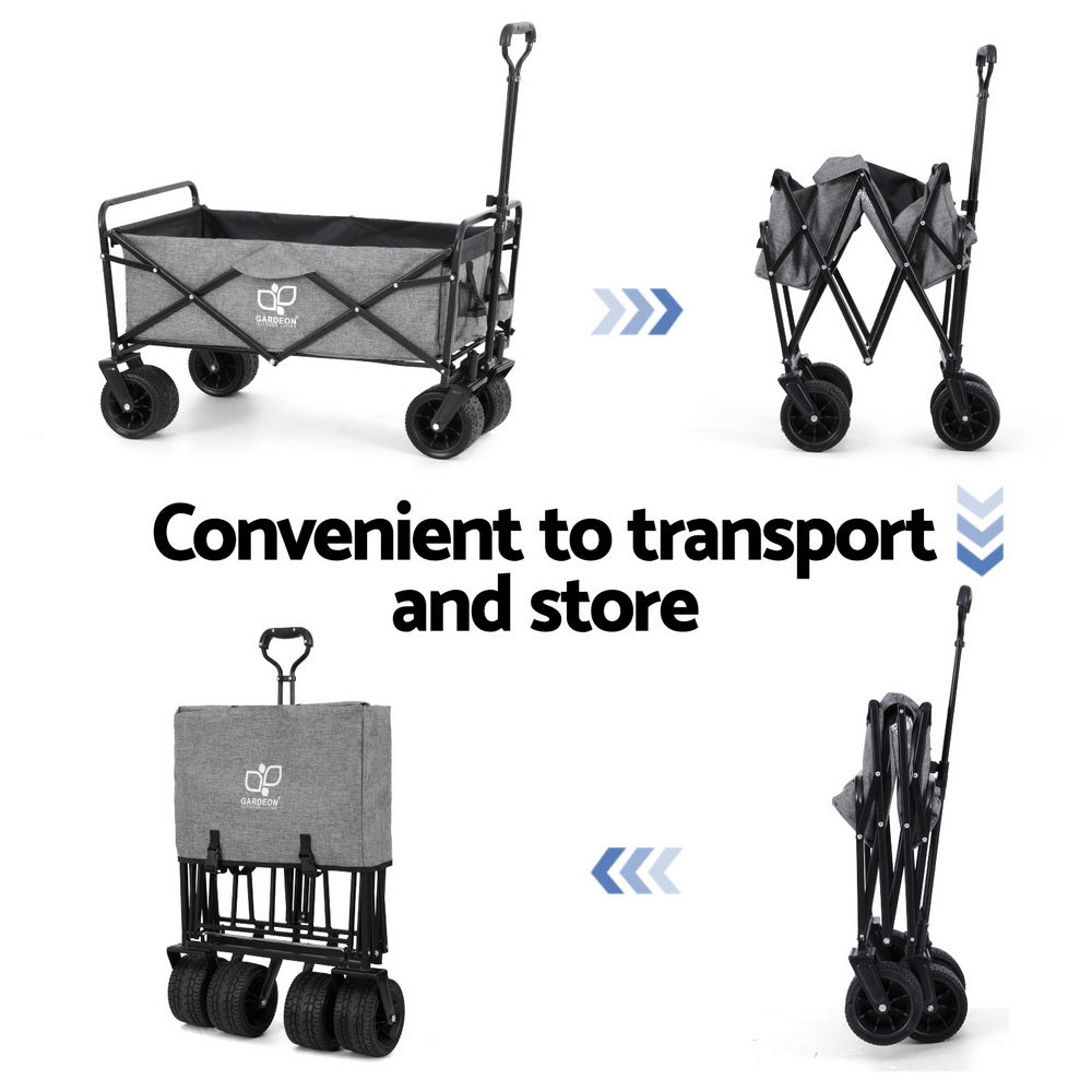 Gardeon Garden Cart with Cargo Net Grey-Furniture > Outdoor > Outdoor Storage Boxes-PEROZ Accessories