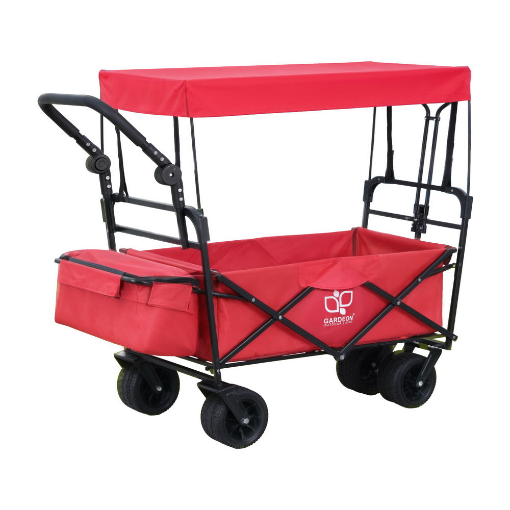 Gardeon Garden Cart with Removable Canopy Red-Furniture > Dining > Kitchen & Dining Trolleys-PEROZ Accessories