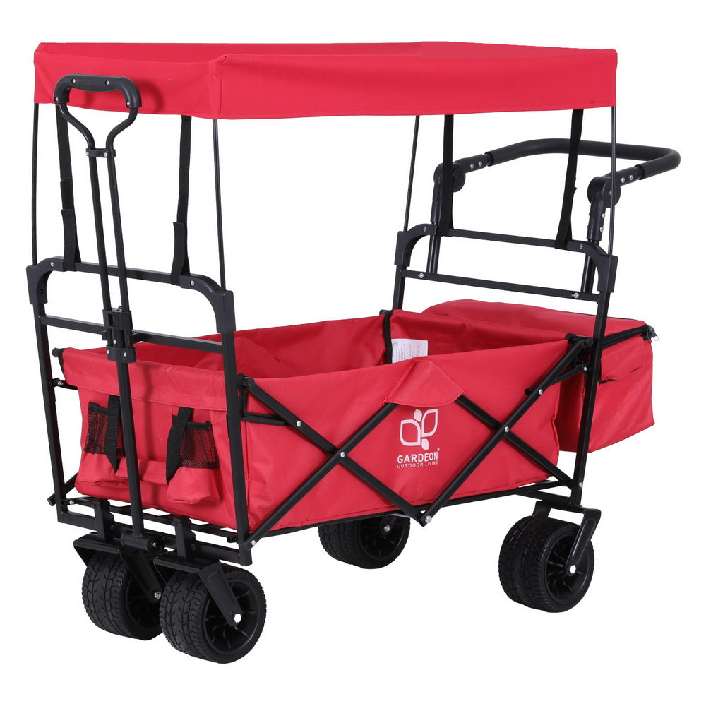 Gardeon Garden Cart with Removable Canopy Red-Furniture > Dining > Kitchen & Dining Trolleys-PEROZ Accessories