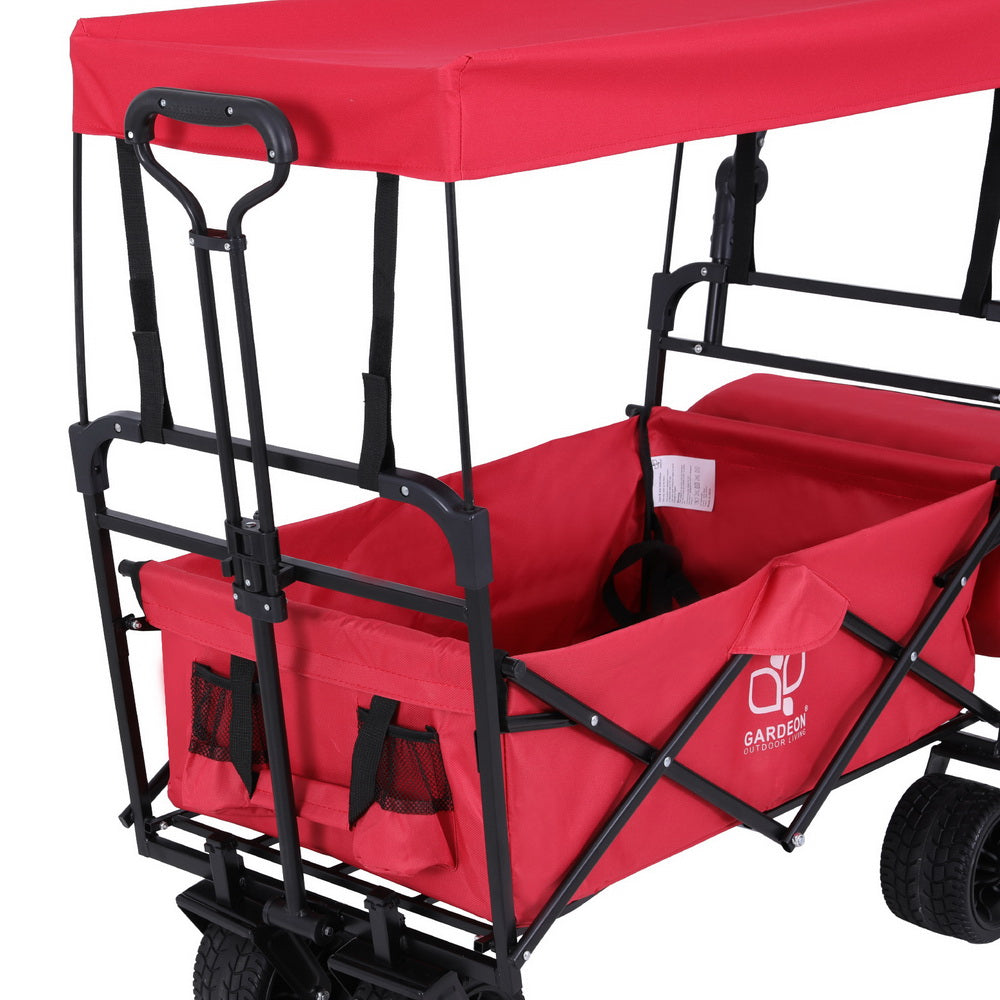 Gardeon Garden Cart with Removable Canopy Red-Furniture > Dining > Kitchen & Dining Trolleys-PEROZ Accessories