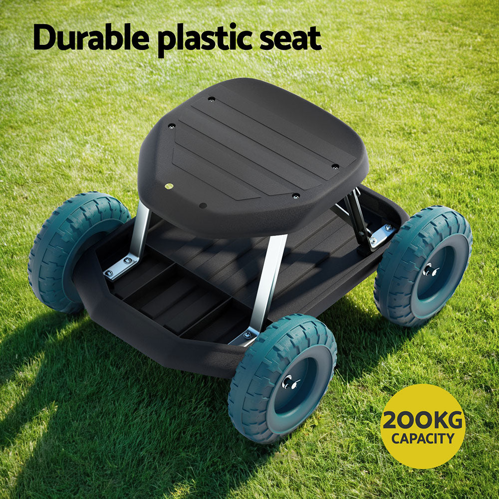 Gardeon Garden Cart Rolling Stool with Wheels Gardening Helper Seat Farm Yard-Garden Cart-PEROZ Accessories