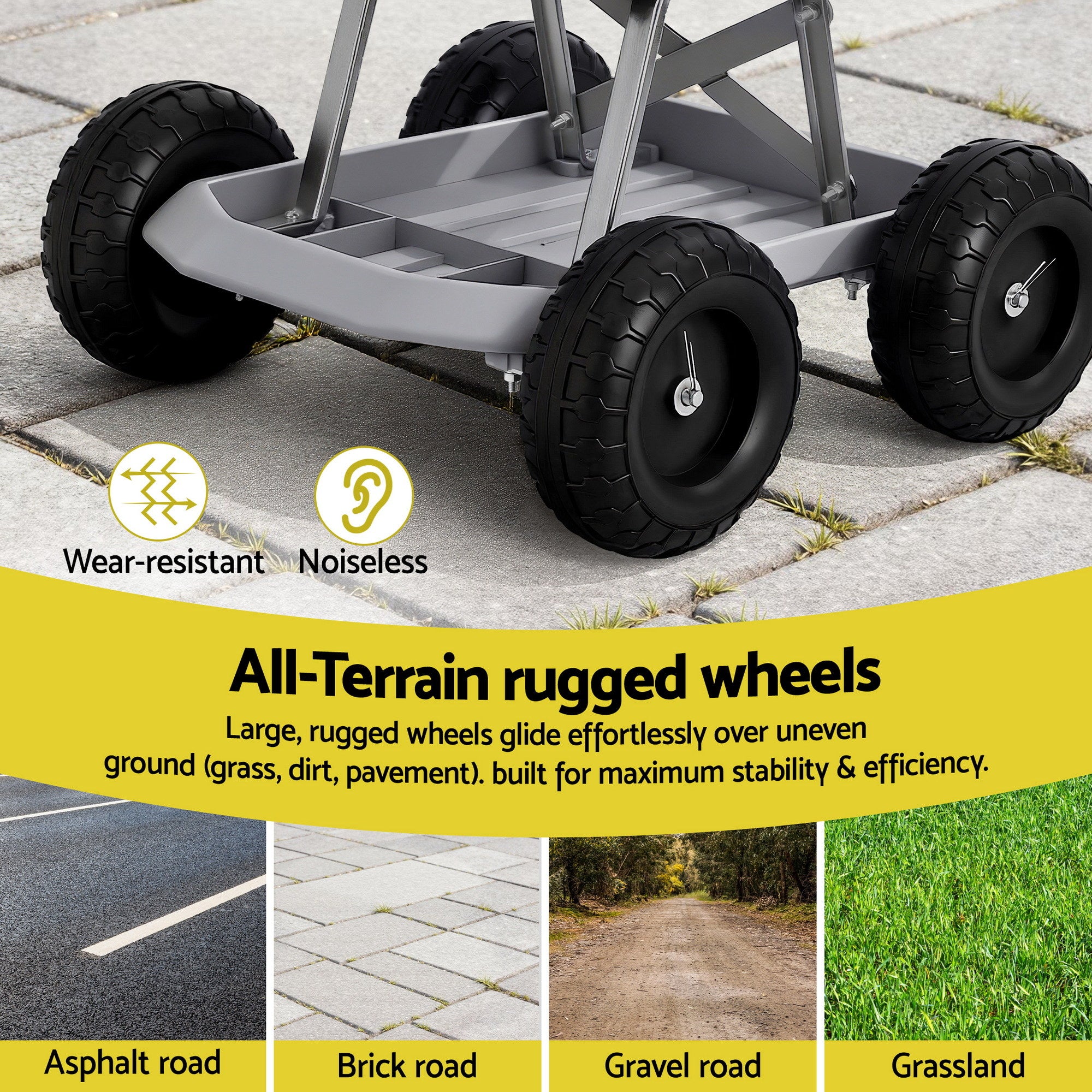 Gardeon Garden Cart Seat with Wheels, Rolling Work Stool with Tool Storage Tray, 440lbs (200kg) Heavy Duty Capacity Garden Stool for Outdoor Yard Work, Car Detailing, and Garage Maintenance, Grey/Black-Baby & Kids > Kid&