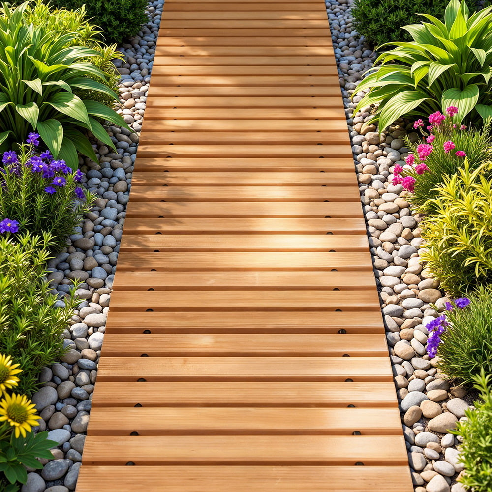 Gardeon 8FT Wooden Garden Pathway Roll-Out Straight Walkway Outdoor Backyard Brown-Home & Garden > Decor > Garden Ornaments-PEROZ Accessories