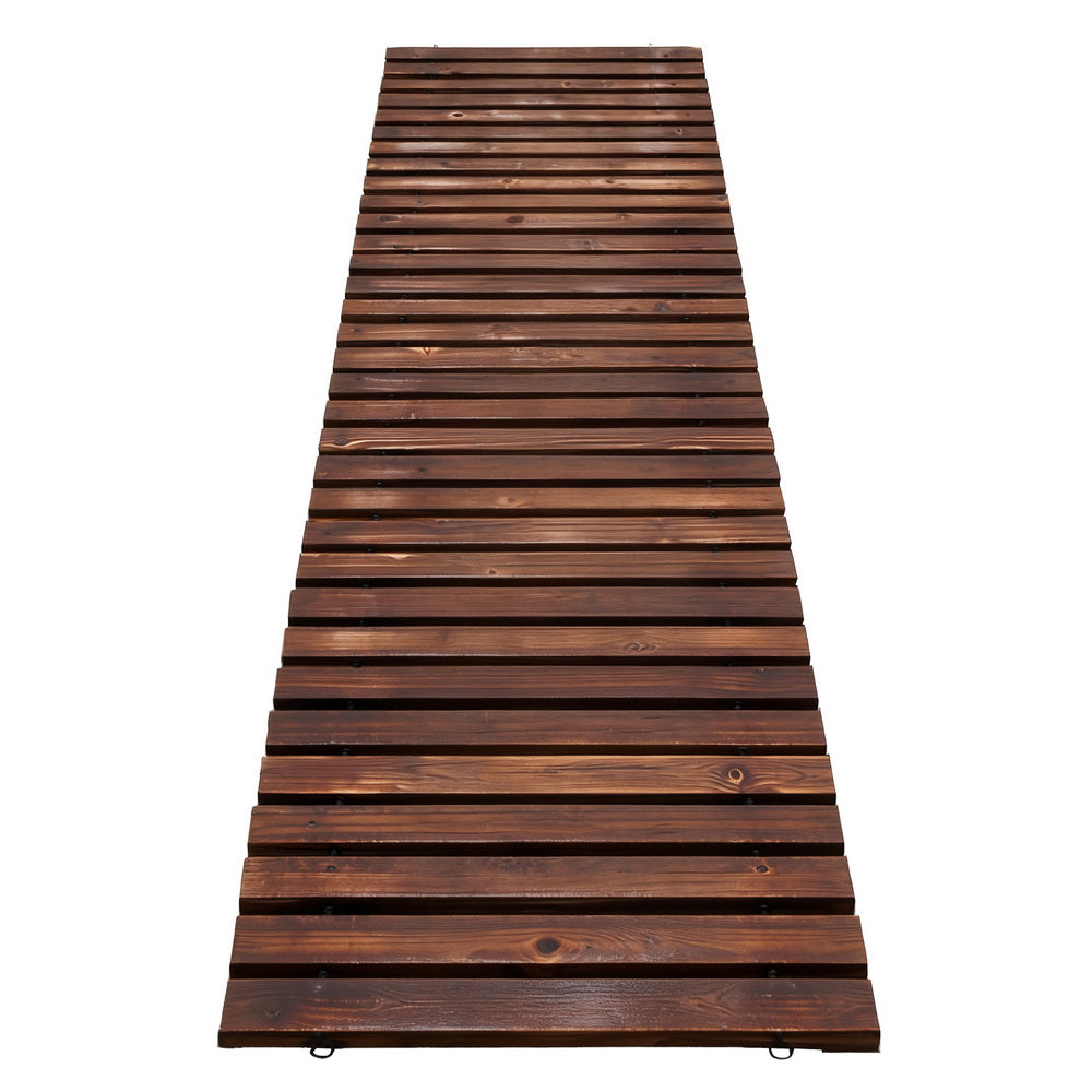 Gardeon 8FT Wooden Garden Pathway Roll-Out Straight Walkway Outdoor Backyard Charcoal Brown-Home & Garden > Decor > Garden Ornaments-PEROZ Accessories