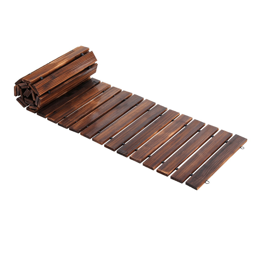Gardeon 8FT Wooden Garden Pathway Roll-Out Straight Walkway Outdoor Backyard Charcoal Brown-Home & Garden > Decor > Garden Ornaments-PEROZ Accessories