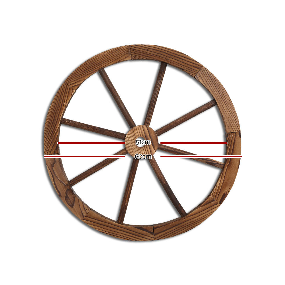 Gardeon Garden Decor Outdoor Ornament 2X Wooden Wagon Wheel-Outdoor Decorations-PEROZ Accessories