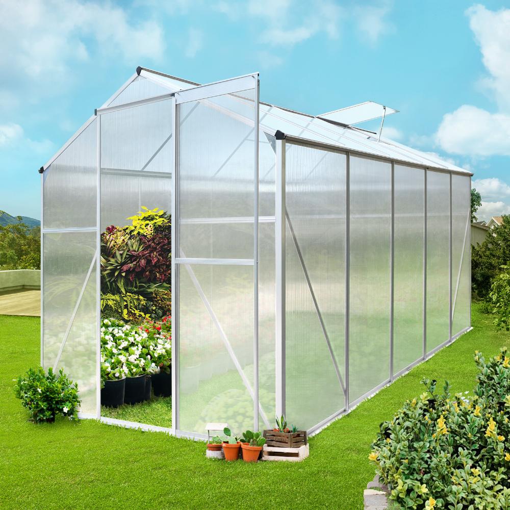 Livsip Greenhouse Aluminium Green House Shed Polycarbonate Walk in 3.1x1.9M-Greenhouse-PEROZ Accessories