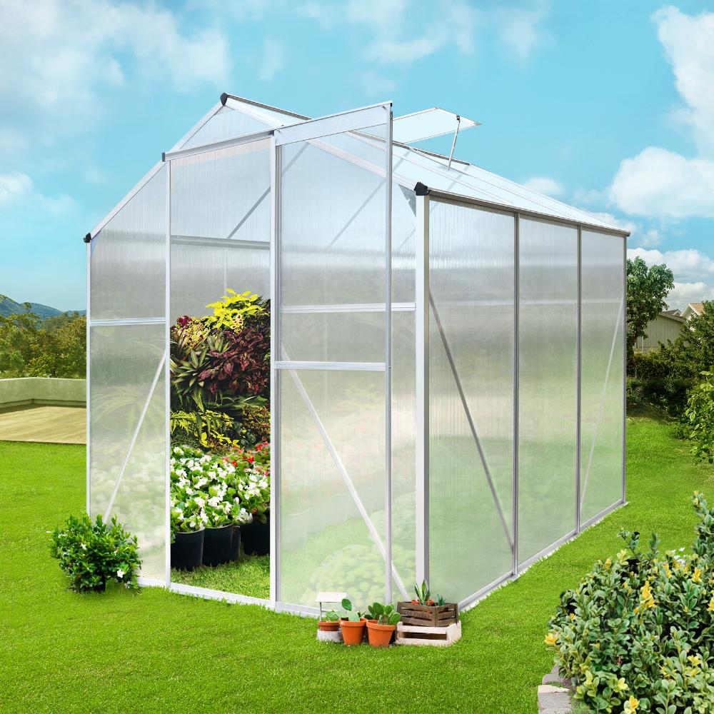 Livsip Greenhouse Aluminium Green House Shed Polycarbonate Walk in 1.9x1.9M-Greenhouse-PEROZ Accessories