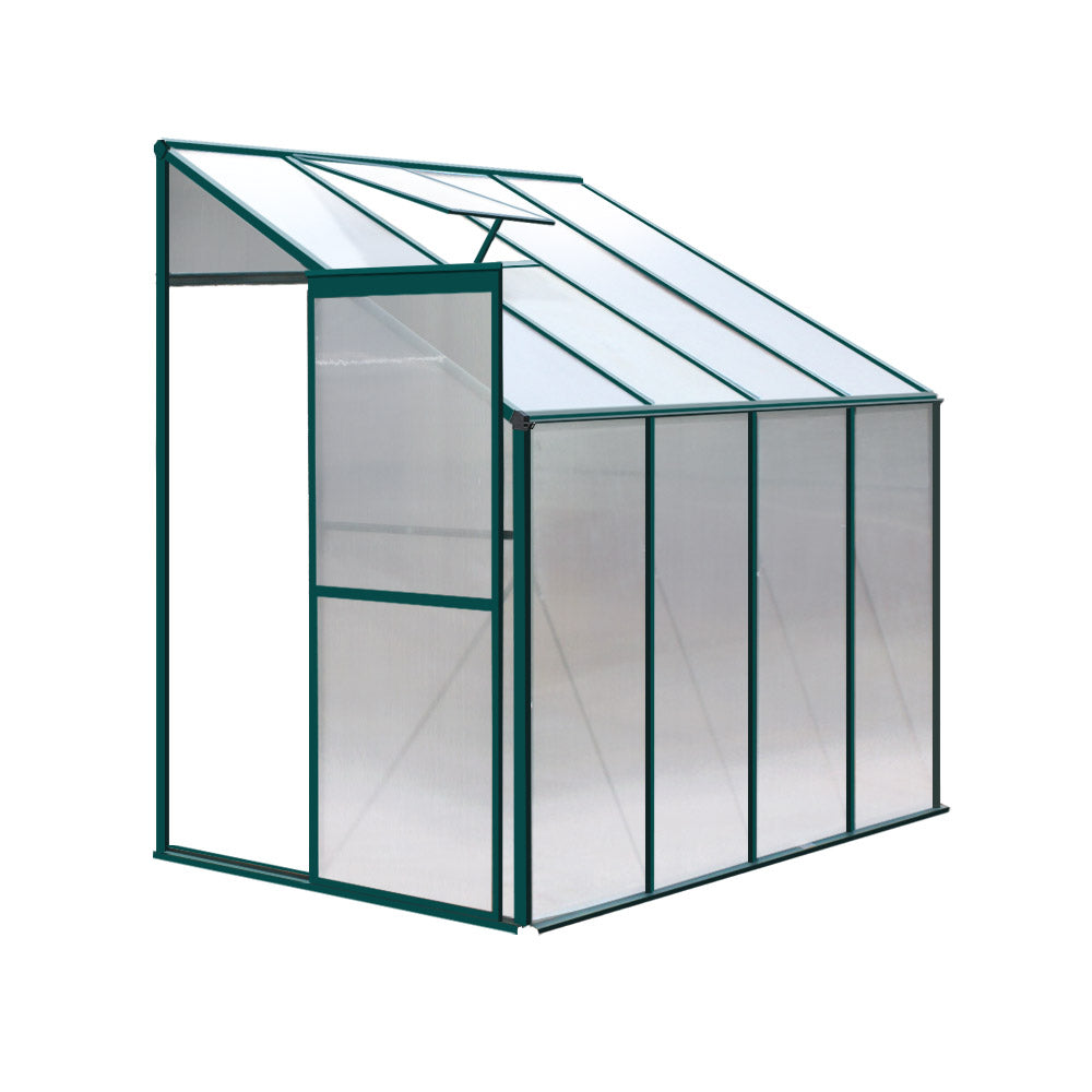 Green Fingers Greenhouse 2.52x1.27x2.13M Lean-to Aluminium Polycarbonate Green House Garden Shed-Home & Garden > Green Houses-PEROZ Accessories