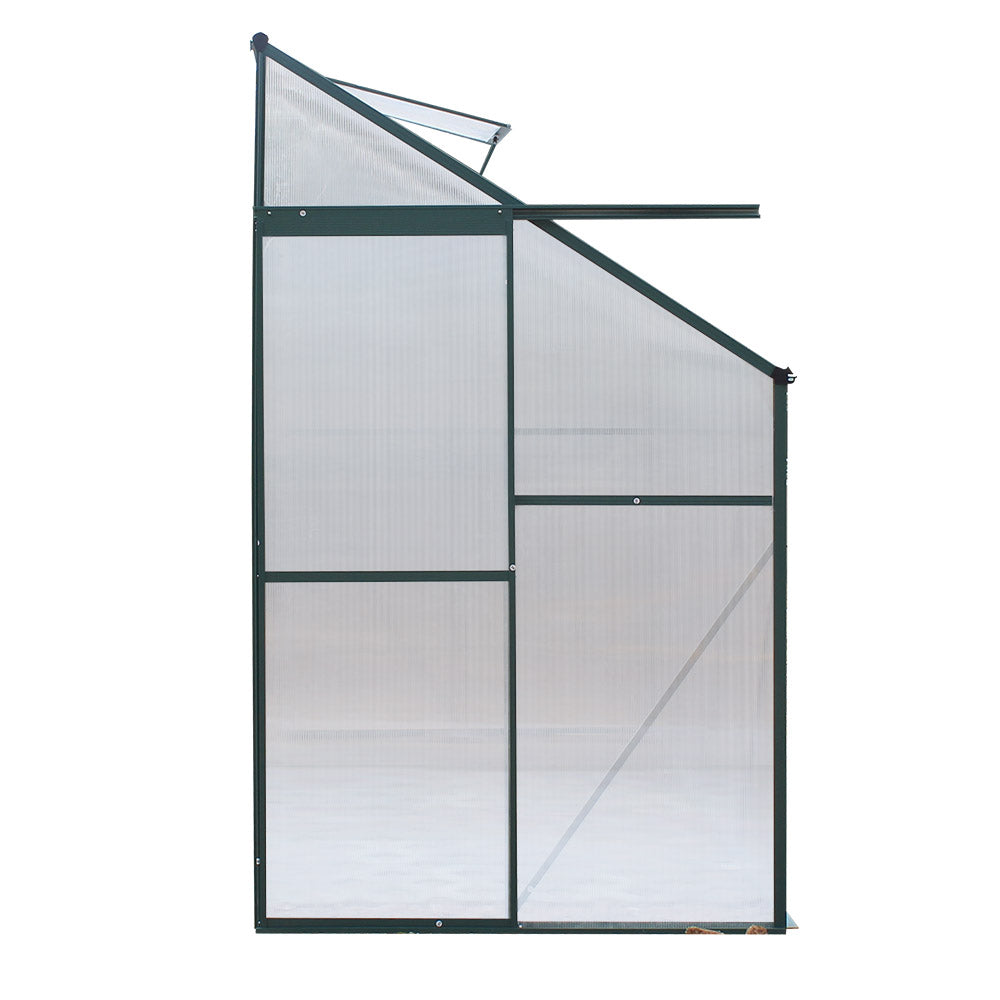 Green Fingers Greenhouse 2.52x1.27x2.13M Lean-to Aluminium Polycarbonate Green House Garden Shed-Home & Garden > Green Houses-PEROZ Accessories