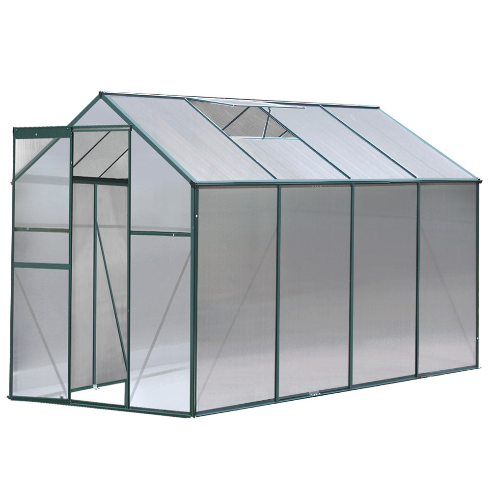 Green Fingers Greenhouse 2.52x1.9x1.83M Aluminium Polycarbonate Green House Garden Shed-Home & Garden > Green Houses-PEROZ Accessories