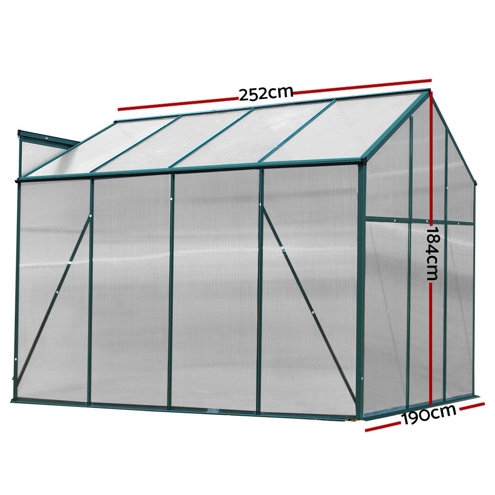 Green Fingers Greenhouse 2.52x1.9x1.83M Aluminium Polycarbonate Green House Garden Shed-Home & Garden > Green Houses-PEROZ Accessories