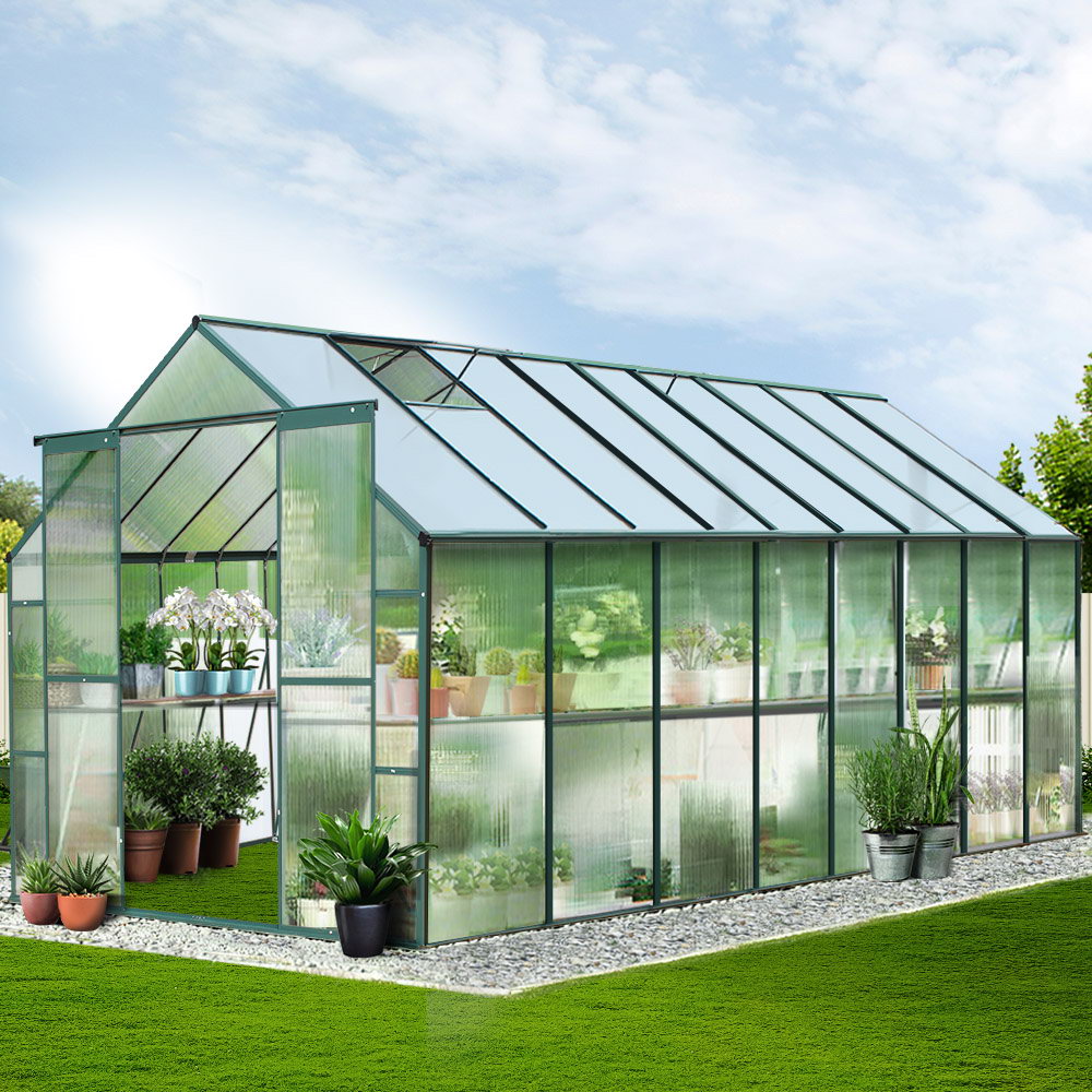 Green Fingers Greenhouse 5.1x2.44x2.1M Aluminium Polycarbonate Green House Garden Shed-Home & Garden > Green Houses-PEROZ Accessories