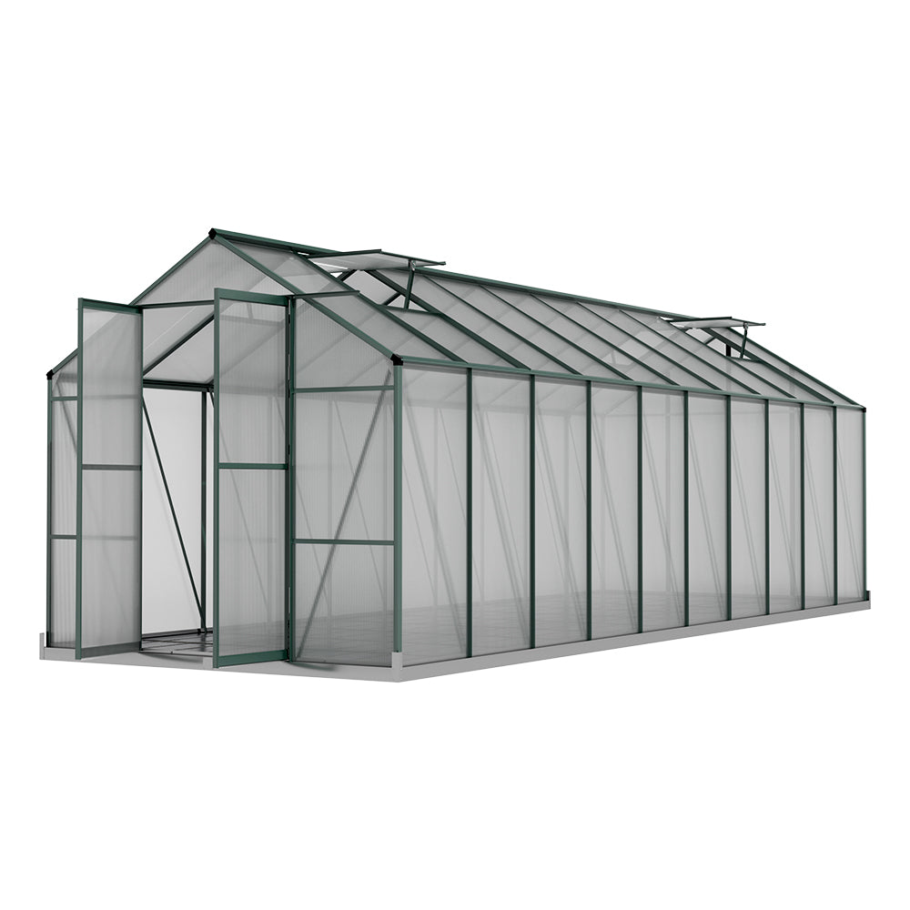 Green Fingers Greenhouse 6.3x2.44x2.1M Aluminium Polycarbonate Green House Garden Shed-Home & Garden > Green Houses-PEROZ Accessories