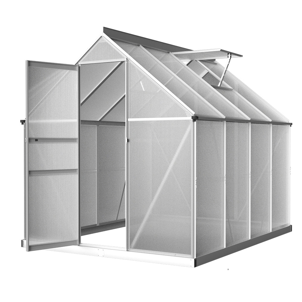Green Fingers Greenhouse 2.42x1.9x1.95M Aluminium Polycarbonate Green House Garden Shed-Home & Garden > Green Houses-PEROZ Accessories