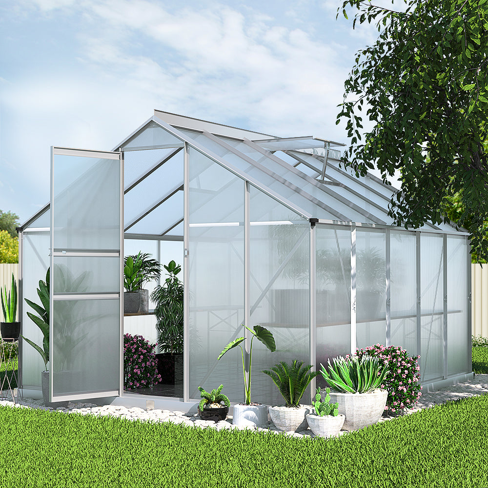 Green Fingers Greenhouse 3x2.5x1.95M Aluminium Polycarbonate Green House Garden Shed-Home & Garden > Green Houses-PEROZ Accessories