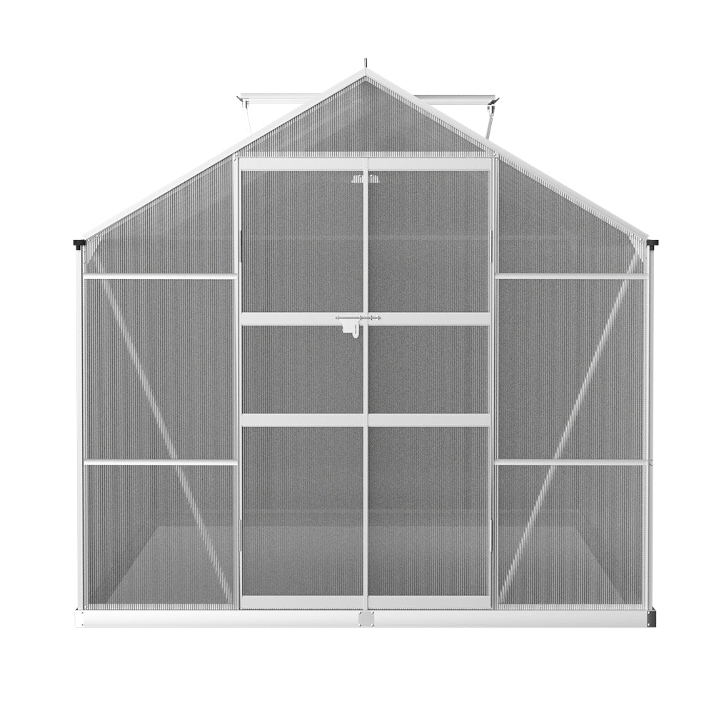 Green Fingers Greenhouse 3x2.5x2.26M Double Doors Aluminium Green House Garden Shed-Home & Garden > Green Houses-PEROZ Accessories