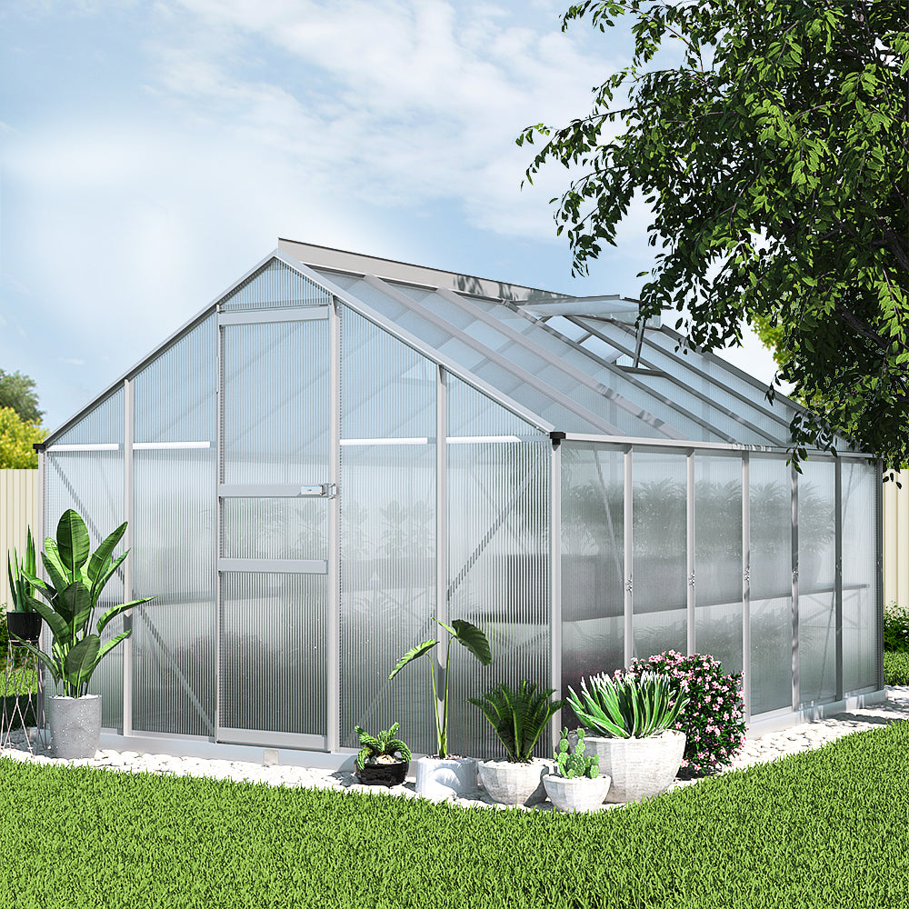 Green Fingers Greenhouse 3.6x2.5x1.95M Aluminium Polycarbonate Green House Garden Shed-Home & Garden > Green Houses-PEROZ Accessories