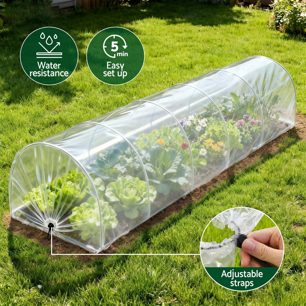 Green Fingers Mini Greenhouse 300x45x30cm Tunnel Clear PVC Steel Frame Portable-Home & Garden > Greenhouses > Greenhouses & Accessories-PEROZ Accessories