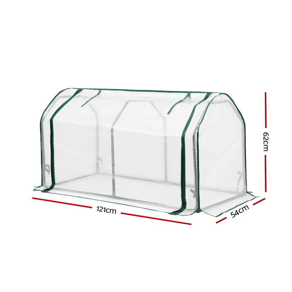 Green Fingers Mini Greenhouse PE Cover Green House Roll-Up Zippered Door 1.2x0.5x0.6M-Home & Garden > Greenhouses > Greenhouses & Accessories-PEROZ Accessories