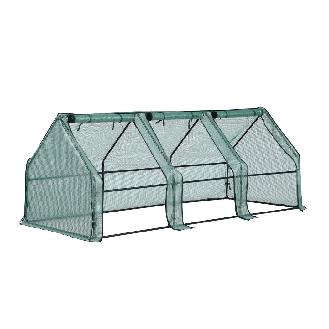 Green Fingers Mini Greenhouse 240x90x90cm Steel Frame PE Cover Outdoor Shelter-Home & Garden > Greenhouses > Greenhouses & Accessories-PEROZ Accessories