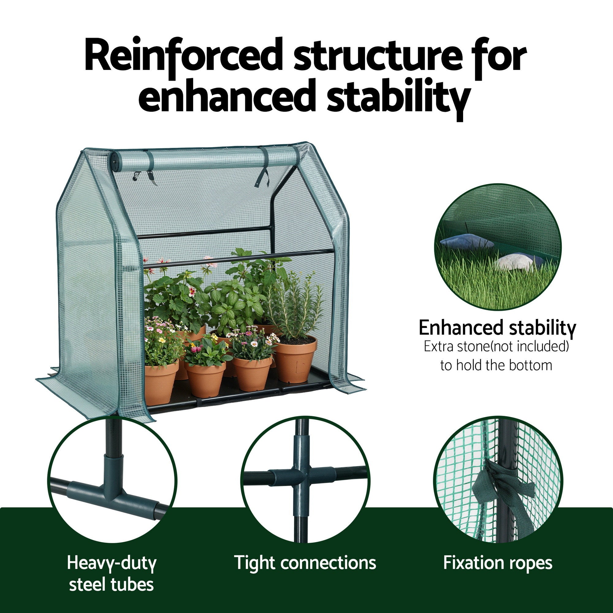 Green Fingers Mini Greenhouse 91x46x84cm Steel Frame PE Cover Outdoor Shelter-Home & Garden > Greenhouses > Greenhouses & Accessories-PEROZ Accessories