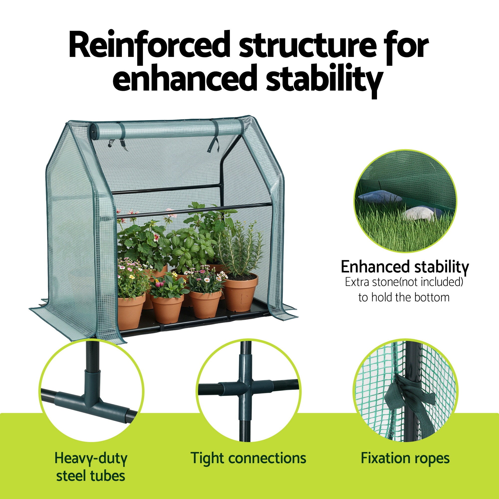 Green Fingers Mini Greenhouse 91x46x84cm Steel Frame PE Cover Outdoor Shelter-Home & Garden > Greenhouses > Greenhouses & Accessories-PEROZ Accessories